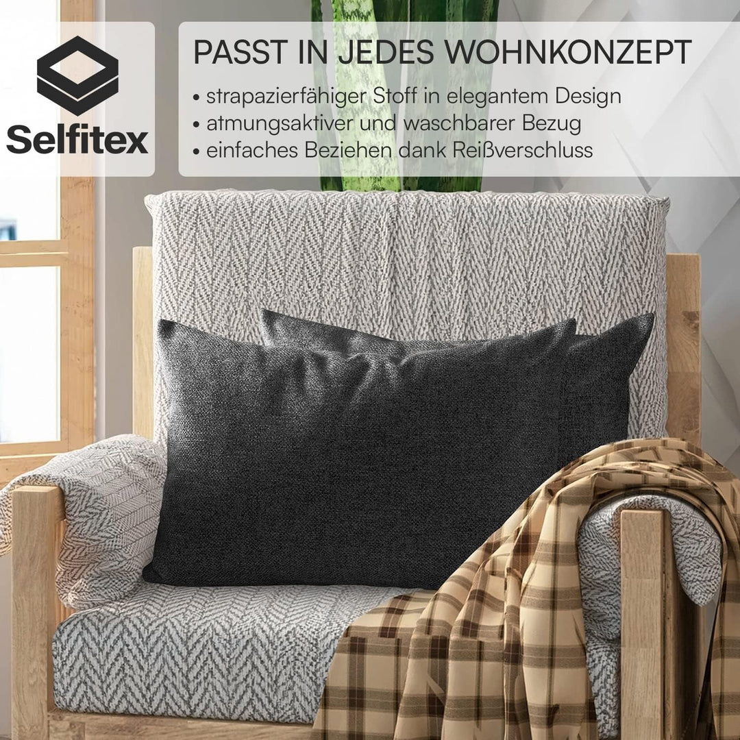Selfitex 2er Set 40x60 cm, Sofakissen mit Füllung und Bezug, Dekokissen, Kopfkissen mit weicher Kiss