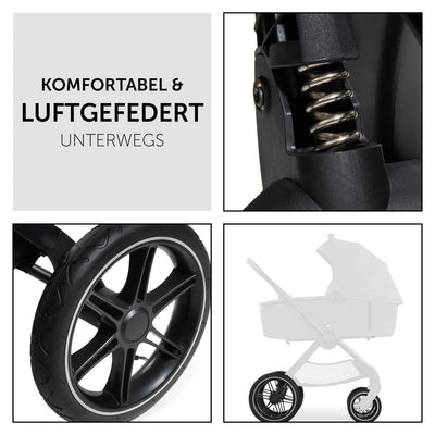 hauck 2in1 Kinderwagen mit Luftreifen Walk N Care Air Set ab Geburt bis 22 kg + 3 kg Korb, Wanne mit