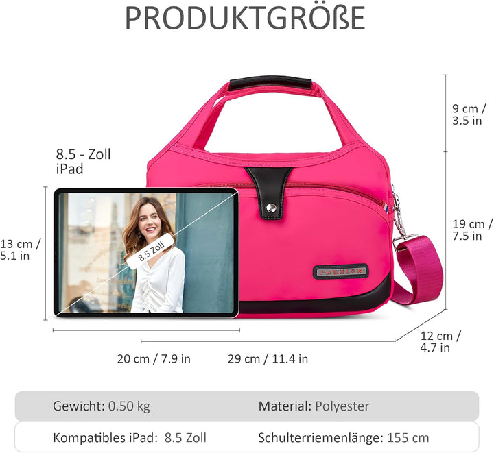 DIRRONA Damen Umhängetasche Multi Pocket Crossbody Bag Schultertaschen Leicht Handtasche Waterproof