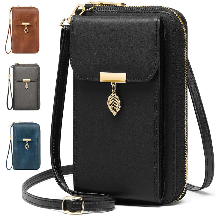 VOBUKE Handytasche zum Umhängen Klein RFID Schutz Umhängetasche Damen Leder Schultertasche mit 12 Ka