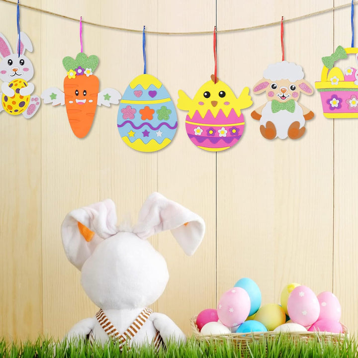 LAMEK 12 Ostern Bastelsets Kinder Kreative Ostern Kunsthandwerk zum Basteln mit Design Hasen Osterei