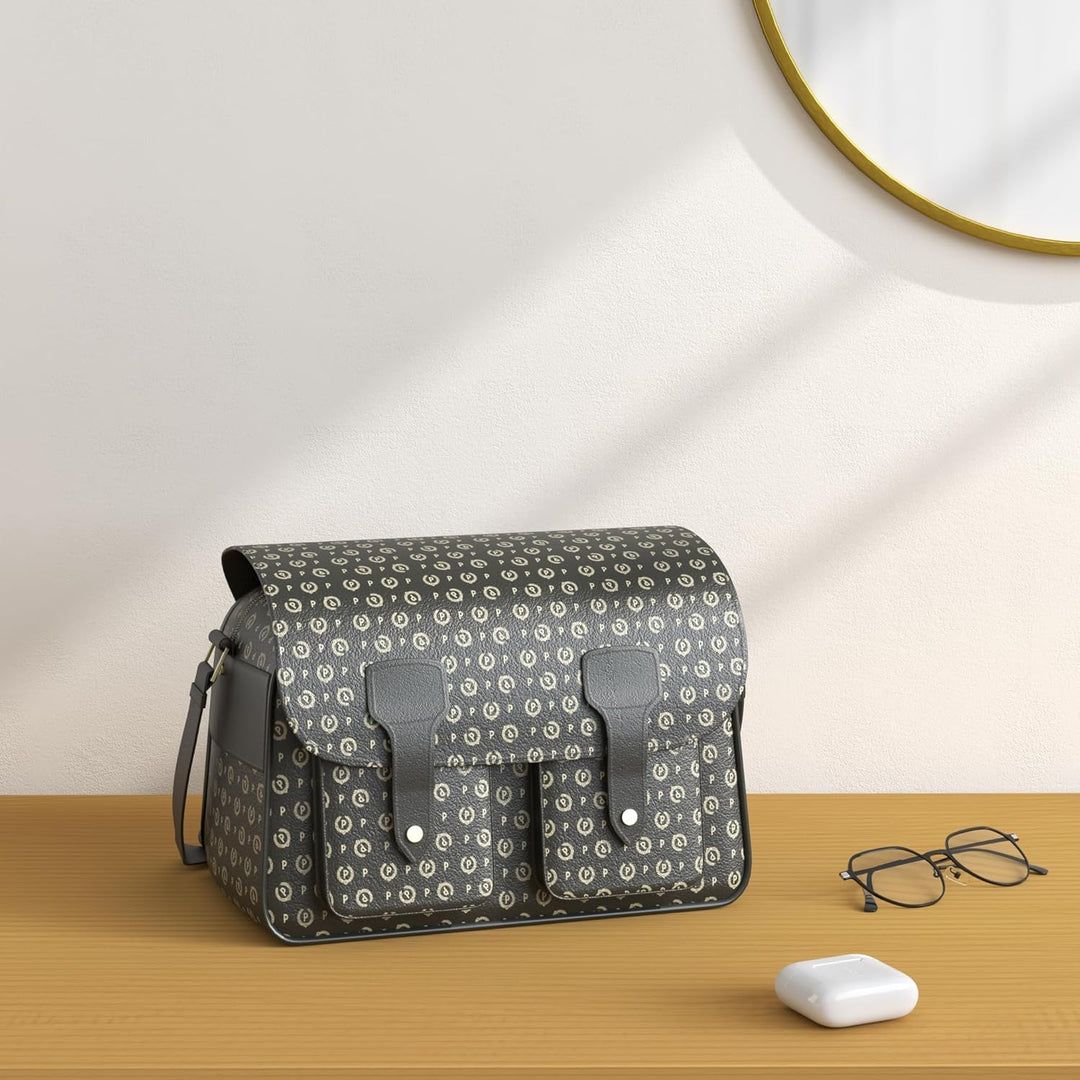 Pollini Damen-Schultertasche mit zwei Taschen aussen Linie Heritage 29x19x29 Einheitsgrösse Nero/Ner