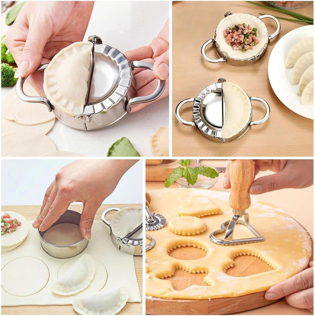 9 Stück Ravioli Former Edelstahl Dumpling Maker Set Teigtaschenformer mit Ravioli Ausstecher Maultas