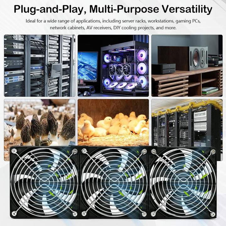 Lüfter, 120mm Gehäuselüfter 230V mit Drehzahlregler und Netzstecker Gehäuse Lüfter 3000 U/min Kühler