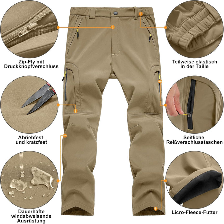 yeyity Herren Softshellhose Gefüttert Outdoorhose Wasserdicht Wanderhose Warm Skihose Snowboardhose