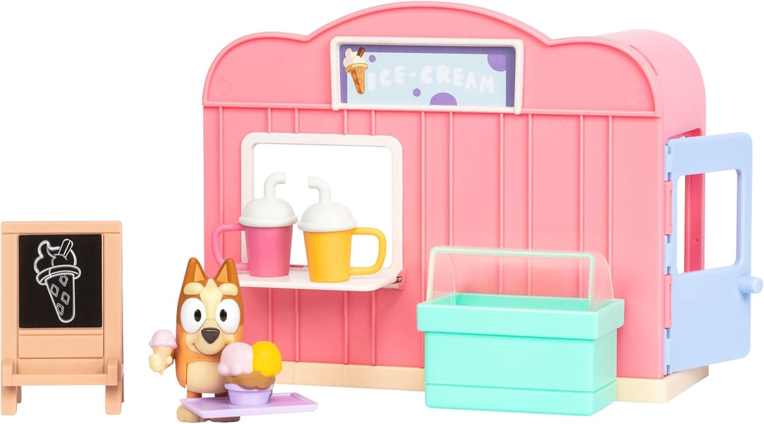 Bluey Mini-Spielsets, Bluey Eisdiele-Spielset, Enthält Bingo-Figur mit beweglichen Gelenken und Zube