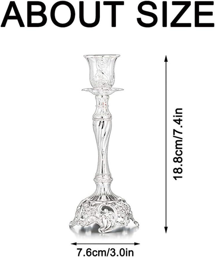 Sziqiqi 2er Set Kerzenständer Kerzenhalter Kerzenleuchter in Silber für schabbat Kerzen, Metall Deko