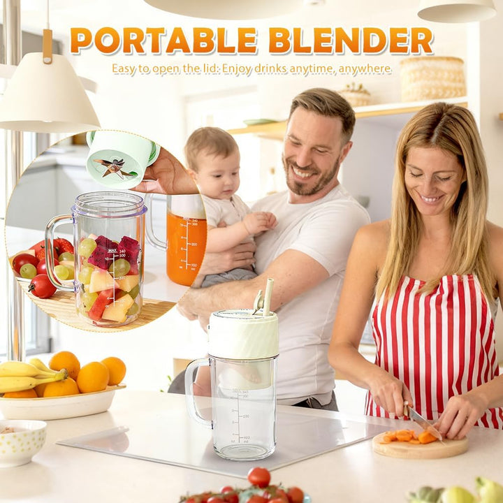 Mixer Smoothie Maker, Tragbarer Entsafter mit Strohkappe & Griff, Tragbarer Mixer Smoothie Maker to