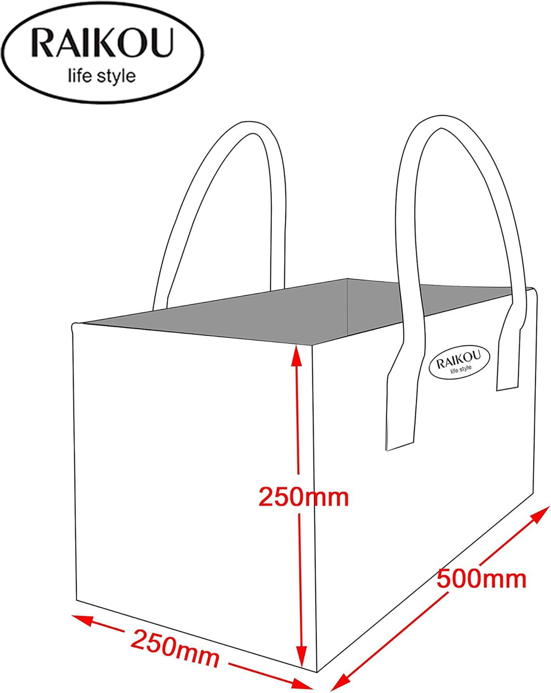 RAIKOU NEU Filztasche Shopper Holzkorb Einkaufstasche Henkeltasche Zeitungskorb Stabile Kaminholztas