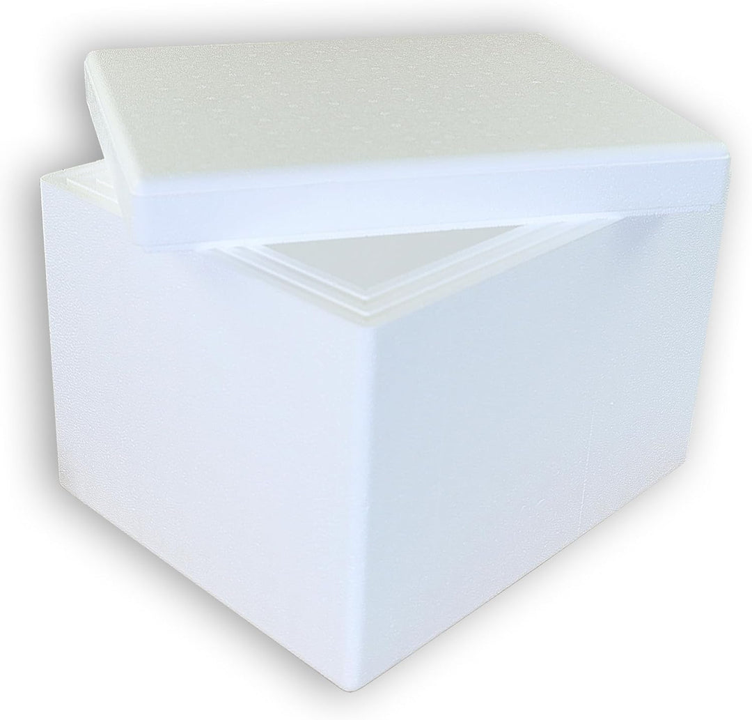 2 Thermoboxen Styropor 19,7 Liter mit Deckel - Kühlbox Styropor - Wiederverwendbarer Isolierbehälter