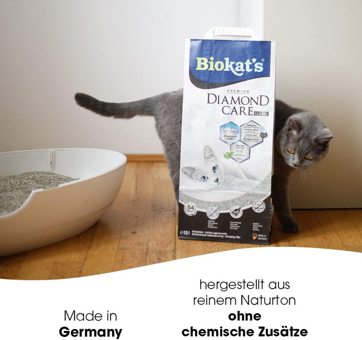 Biokat's Diamond Care Classic Katzenstreu ohne Duft - 2 Sack (2 x 10 L), 2 x 10 L