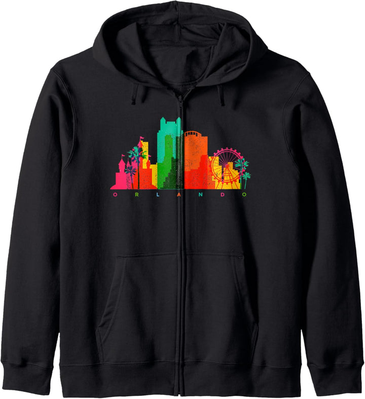 Orlando Skyline Florida Bunte Weinlese Orlando FL Kapuzenjacke