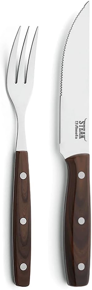 Amefa PORTERHOUSE Steak Besteck Set 4-teilig | 2 Steakmesser, 2 Steakgabeln | Kunststoffgriffe in Ho