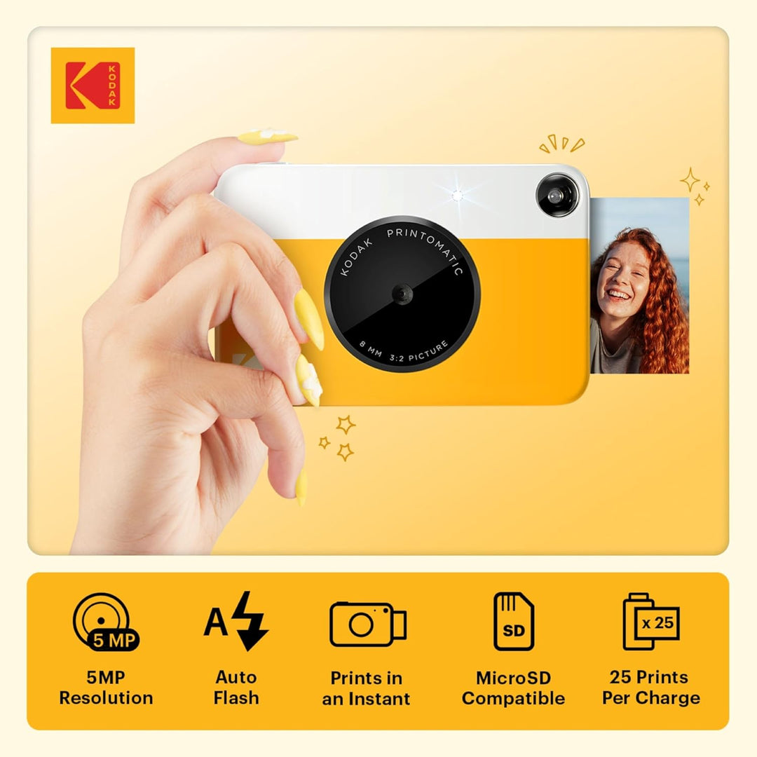 KODAK Printomatic Vollfarb-Sofortdruckkamera-Geschenkpaket + Softcase + Zink 2x3 Zoll selbstklebende