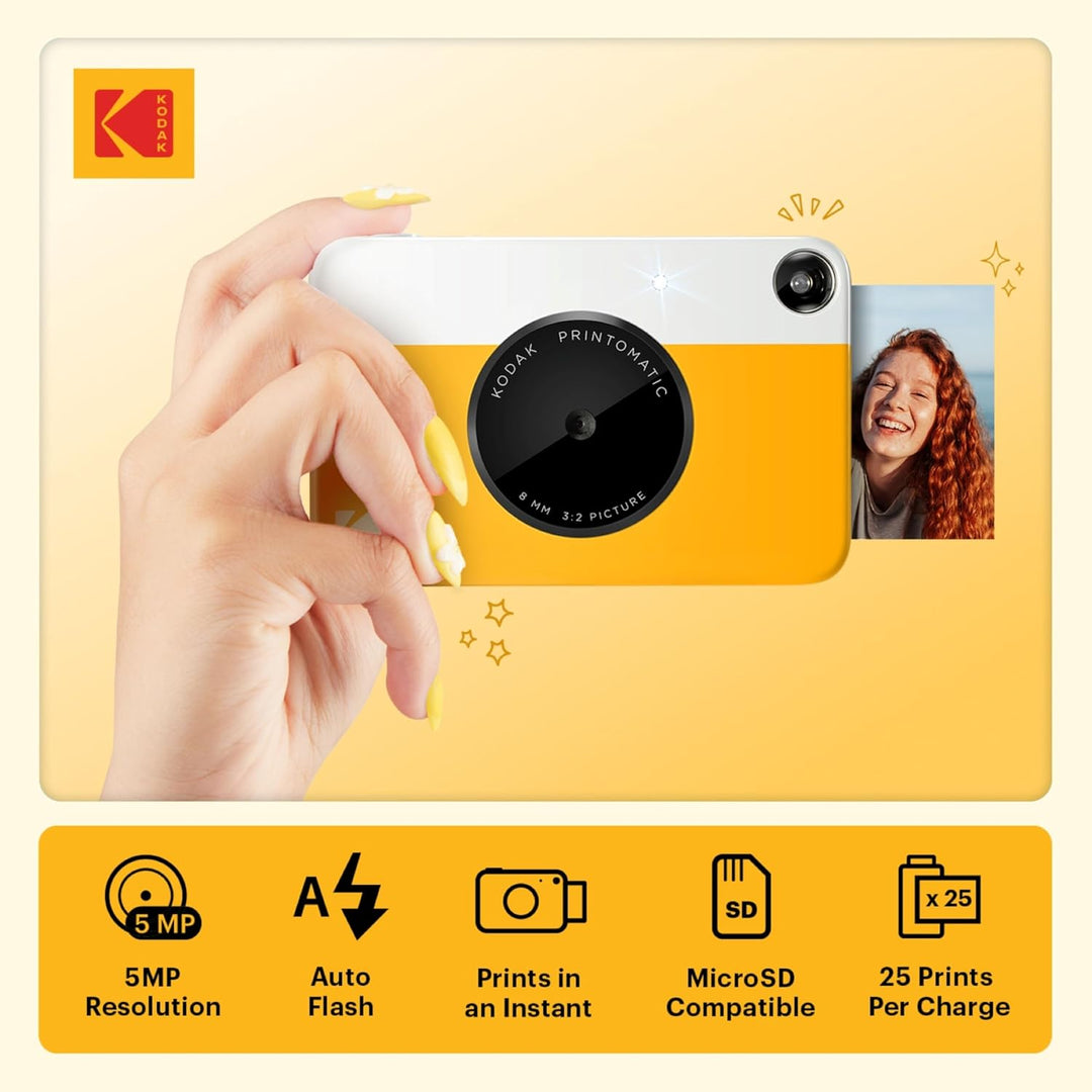 KODAK Printomatic Vollfarb-Sofortdruckkamera-Geschenkpaket + Softcase + Zink 2x3 Zoll selbstklebende