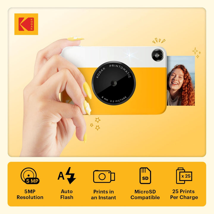KODAK Printomatic Vollfarb-Sofortdruckkamera-Geschenkpaket + Softcase + Zink 2x3 Zoll selbstklebende