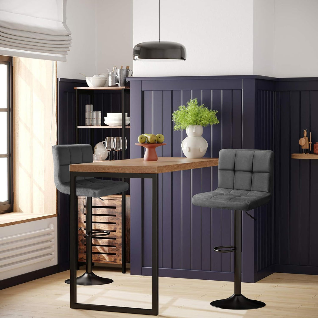 SONGMICS Barhocker, 2er Set, Barstühle, mit Samtbezug, höhenverstellbar, Drehstühle, Küchenstühle mi