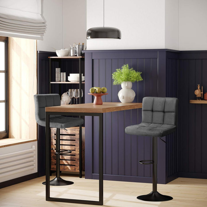 SONGMICS Barhocker, 2er Set, Barstühle, mit Samtbezug, höhenverstellbar, Drehstühle, Küchenstühle mi