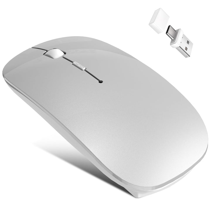 Mouse Wireless Bluetooth 5.2/3.0 e ricevitore USB-A/tipo C 2 in 1, Mouse silenzioso Con modalità jig