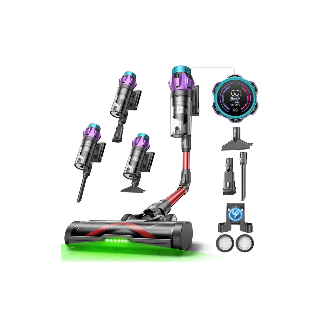 Ultenic Akku Staubsauger 55KPa/600W, 80Min Laufzeit, 1,6L Staubsauger Kabellos mit Multi-Zyklon-Filt
