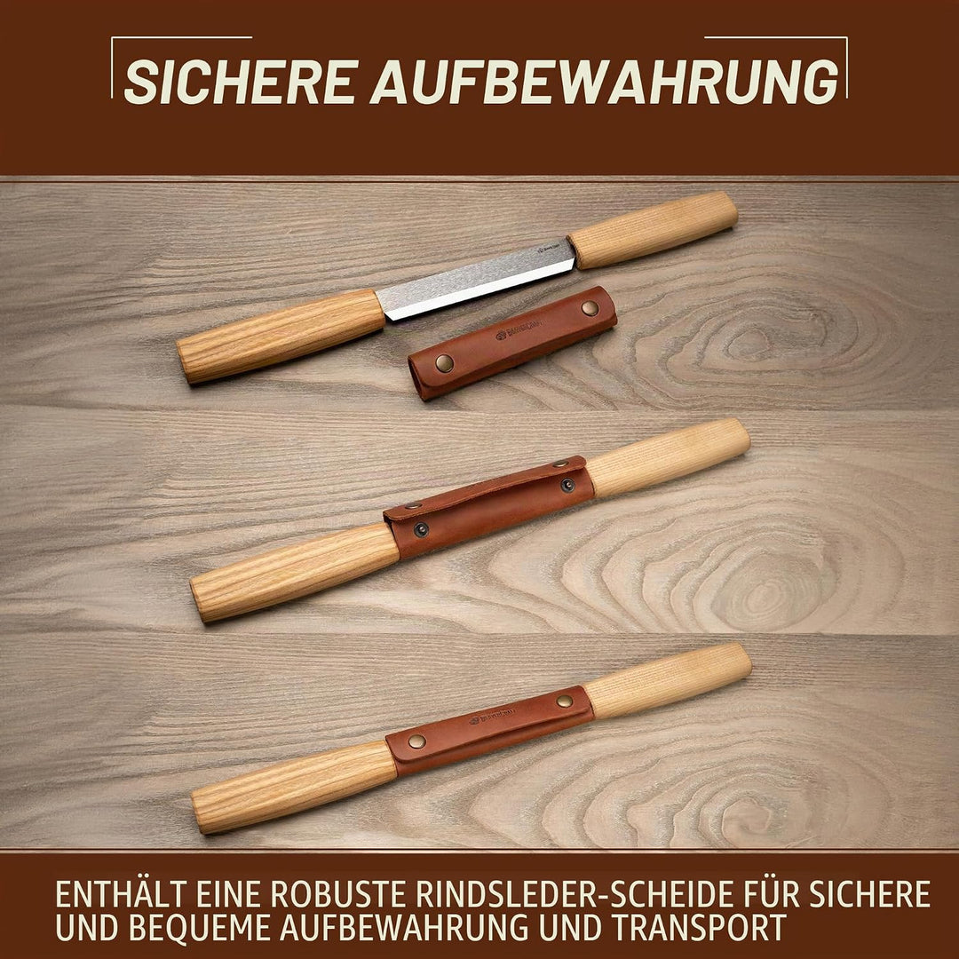 BeaverCraft DK2s Zugmesser mit Lederscheide, Holzbearbeitungswerkzeug, 10,9 cm, Zugmesser, Holzschni