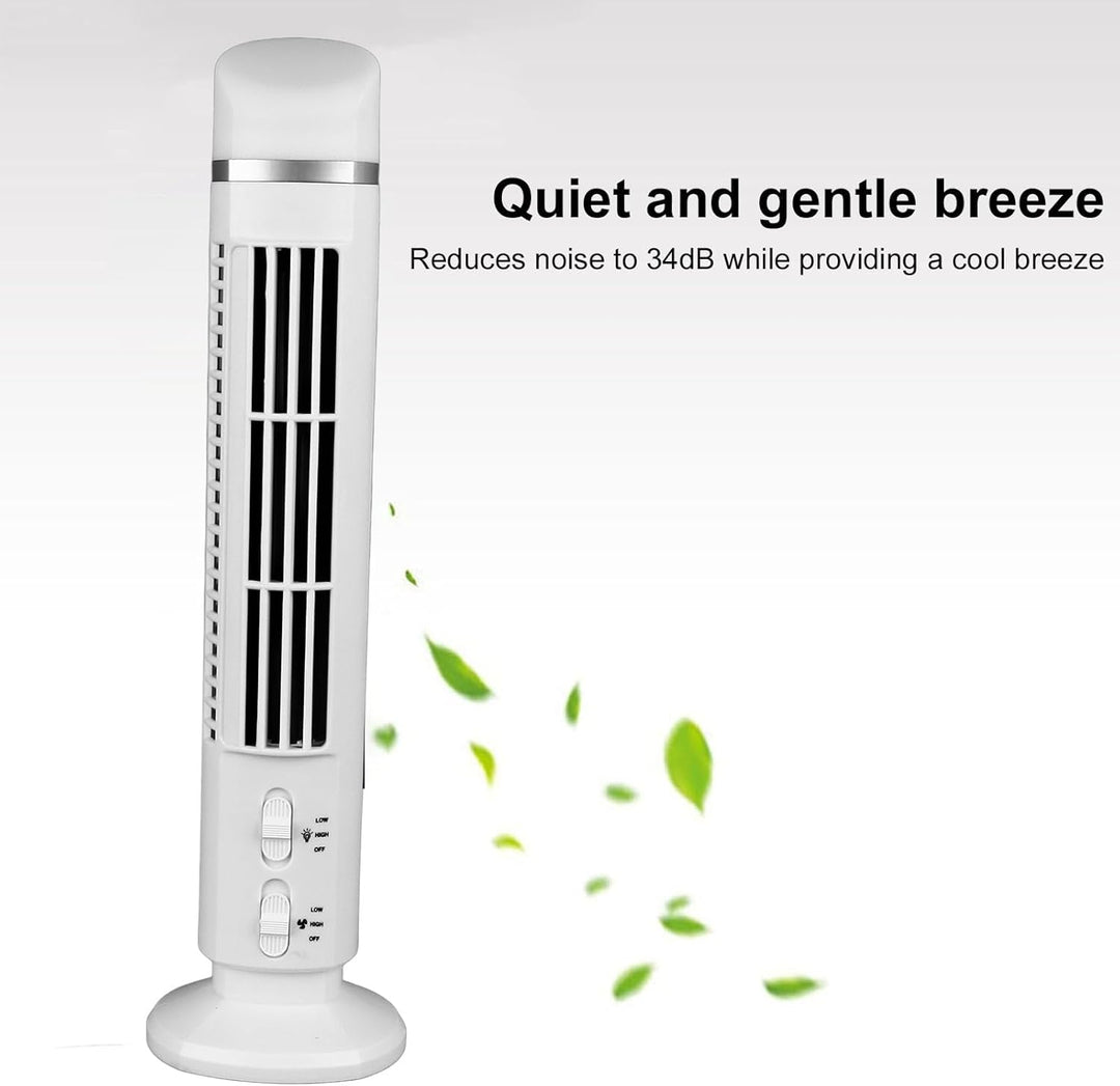 Turmventilator ohne Flügel, Tragbarer USB-Tischventilator mit Licht und Flügellosem Design für Zuhau