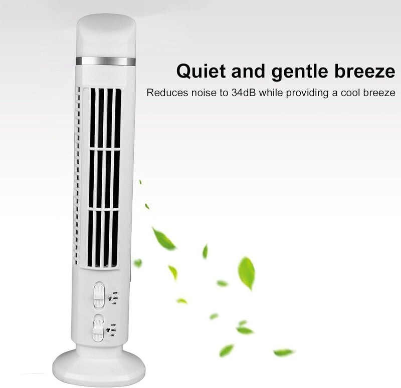 EIMSOAH Turmventilator für Schlafzimmer, 90 Grad Oszillierender Ventilator, Leiser Tragbarer USB-Tis