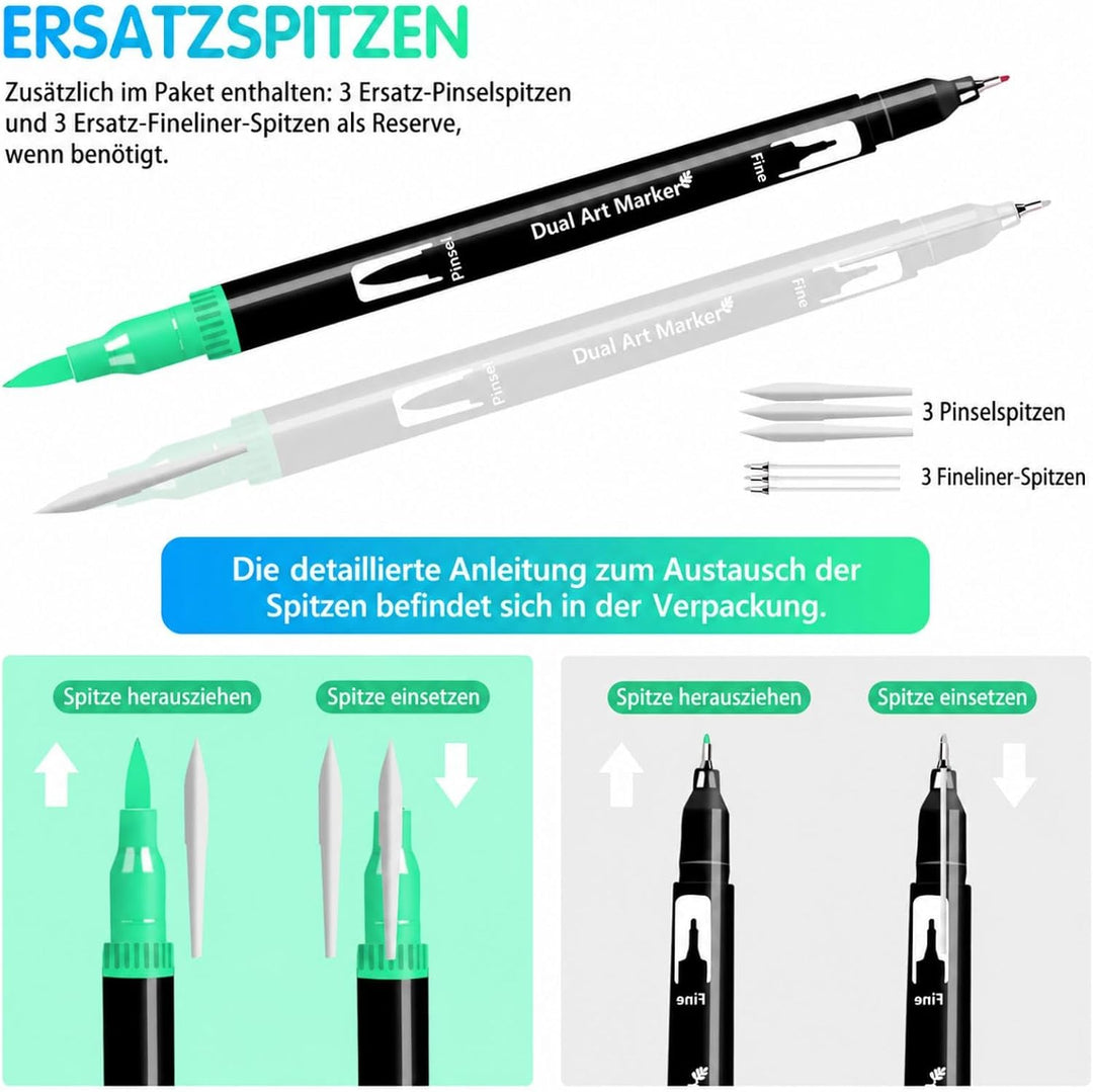 Efimeso 168 Farben Filzstifte Set, Pinselstifte Aquarell Filzstifte Kinder,Brush Pens für Künstler,Z