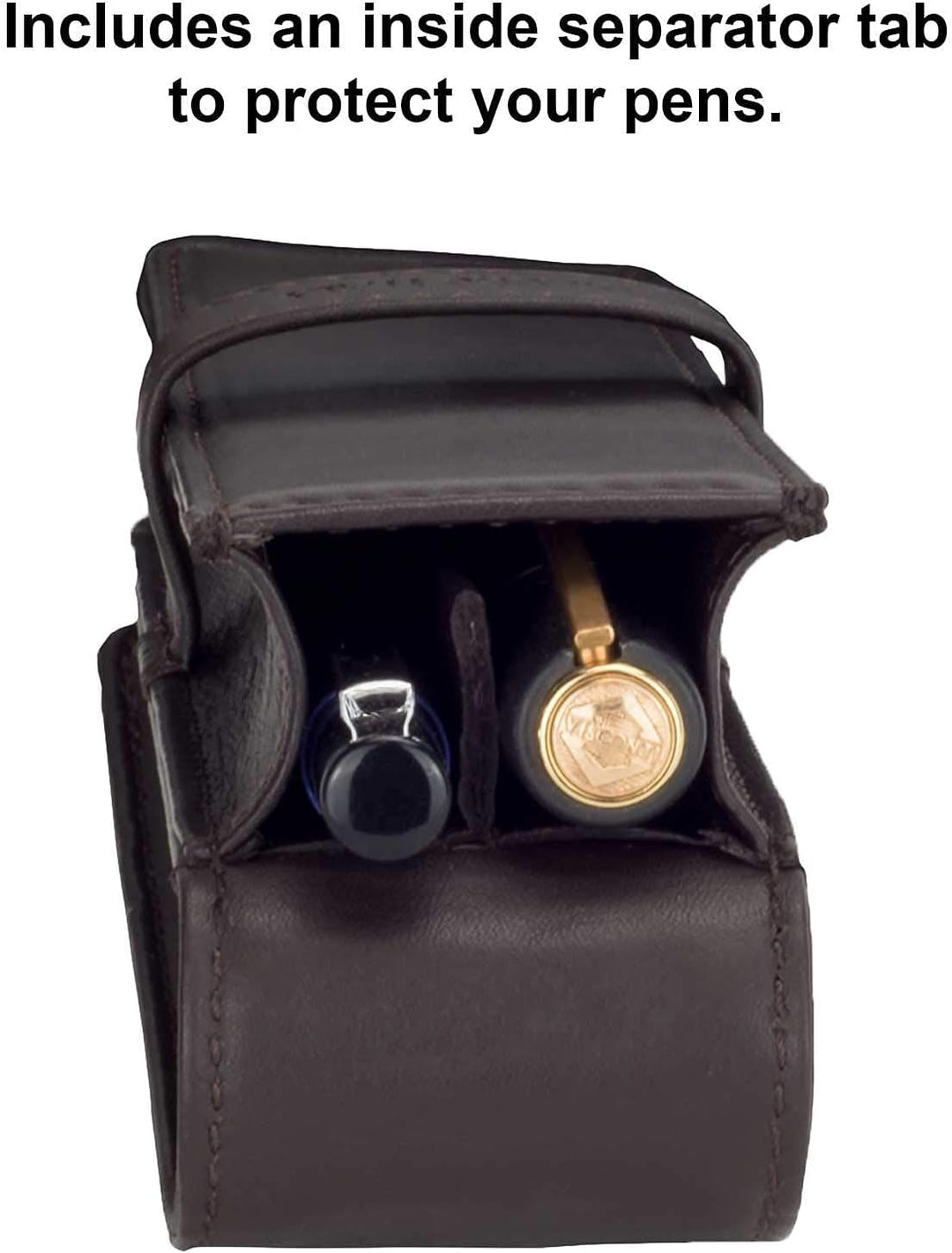 DiLoro Schreibgeräte-Etui Leder Etui Pen Case Executive Füllfederhalter Stylus in Schwarz für 2 Stif