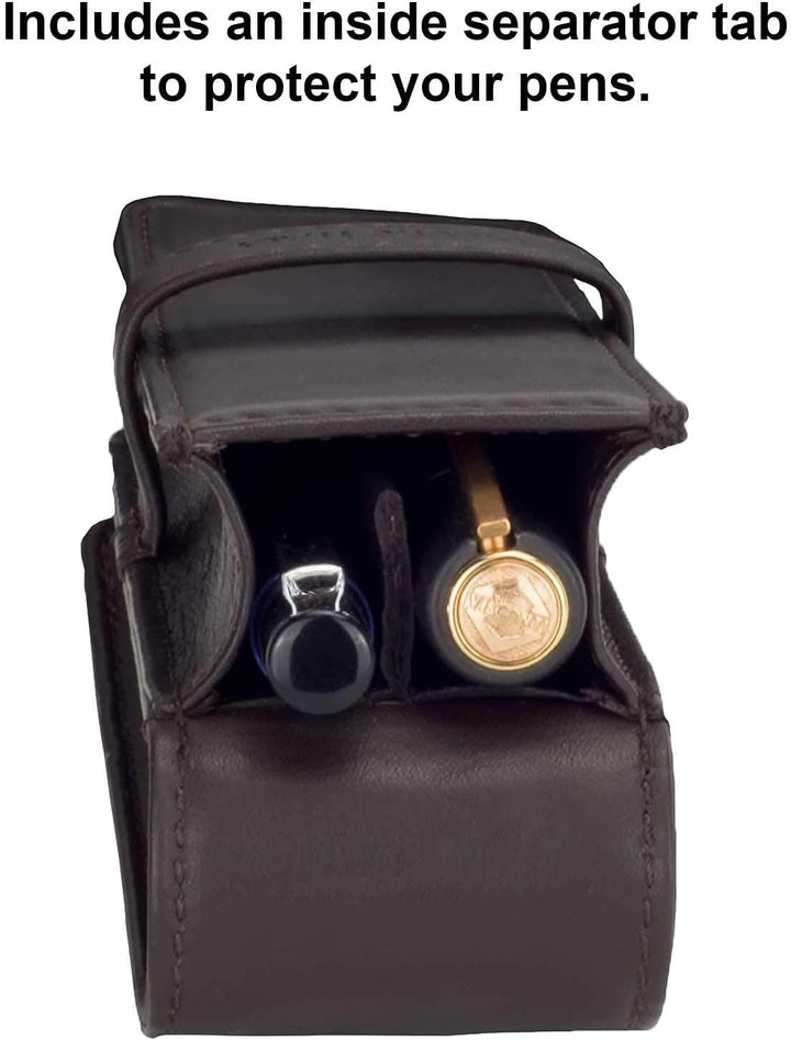 DiLoro Schreibgeräte-Etui Leder Etui Pen Case Executive Füllfederhalter Stylus in Schwarz für 2 Stif