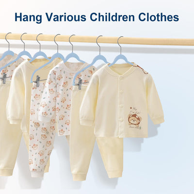 Wellong Baby-Kleiderbügel mit Clips, 14 Stück KinderKleiderbügel aus Samt, Strapazierfähige Kleiderb