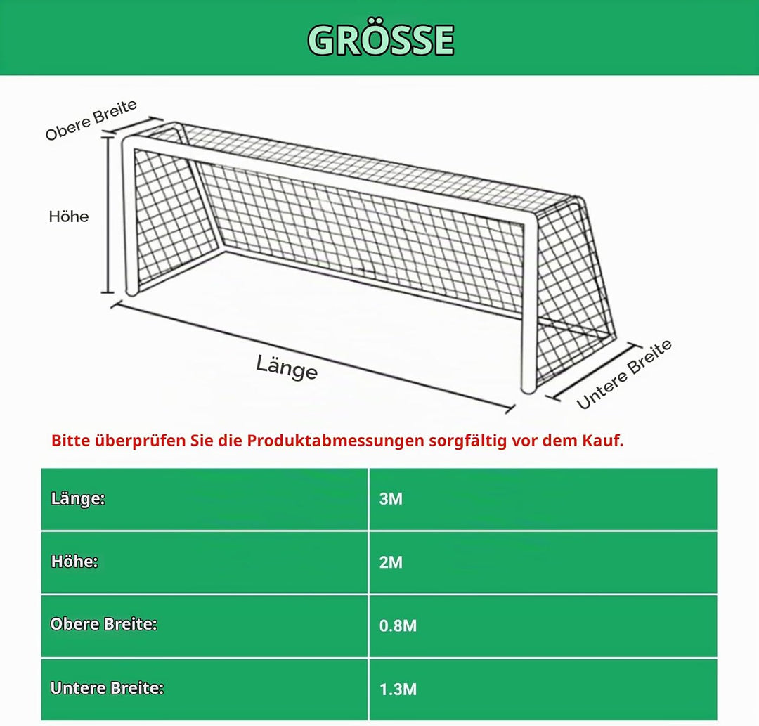 Jadeshay Fussballtornetz, Fussballtor Netz 3m x 2m Fussball Tor Net Polypropylenfaser Ersatznetz für
