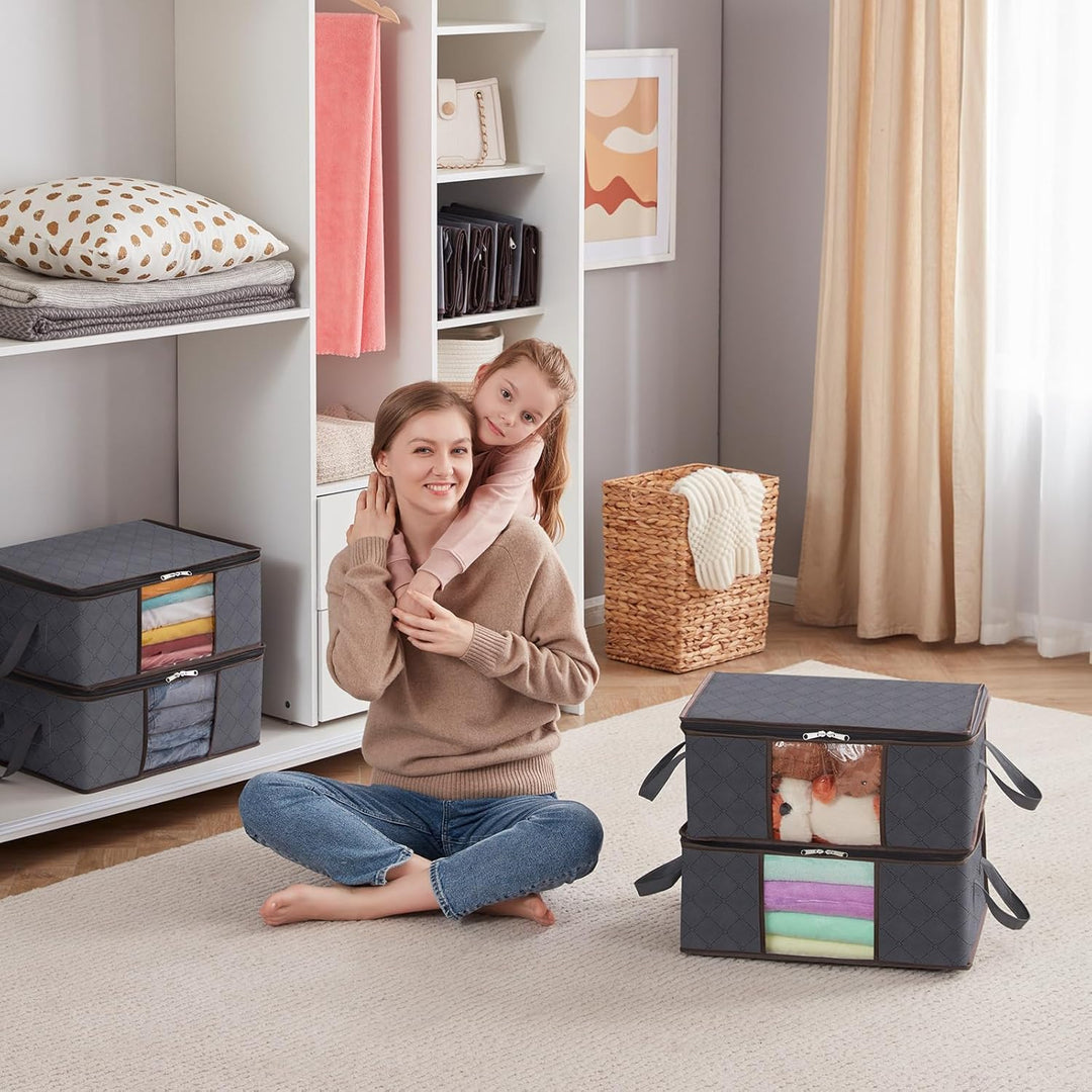 Lifewit 6 Stück 35L Aufbewahrungstasche, Unterbett Aufbewahrungsbox Kleideraufbewahrung, Faltbare Um