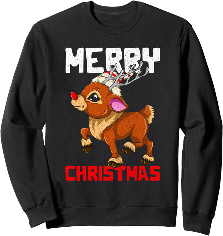Kinder Mädchen Pajama Frohe Weihnachten Rentier Sweatshirt
