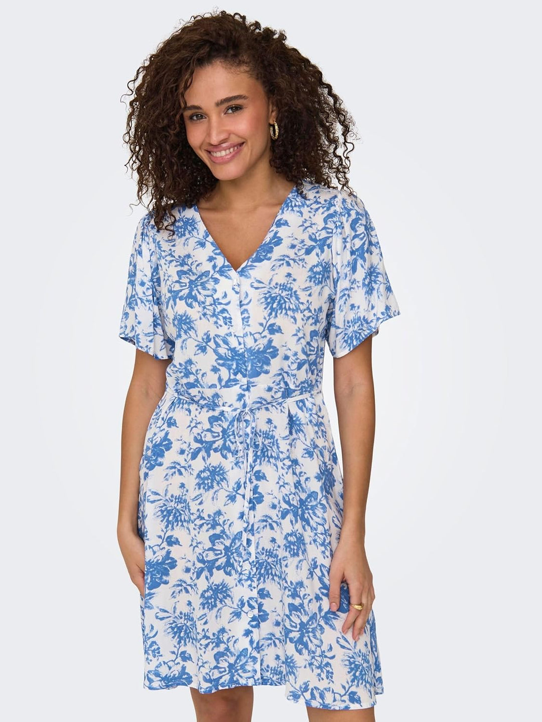 ONLY Damen Viskose Sommer-Kleid Onlnova Life Lucy mit Blumenmuster S Cloud Dancer, S Cloud Dancer