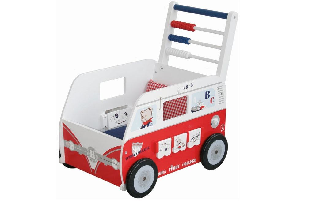 roba Teddybus aus Puppenmöbel Serie 'Teddy College', Puppenwagen weiss lackiert, Puppenzubehör inkl.