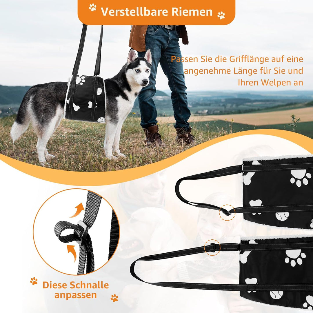 Weiche Hunde Tragehilfe - Verstellbare Gehhilfe für Hunde in verschiedenen Grössen, Sicherheitsunter