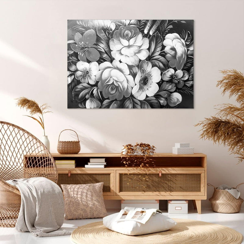 Bilder auf Leinwand 100x70cm Leinwandbild Blume Blumenstrauss Blatt Gross Wanddeko Bild Schlafzimmer