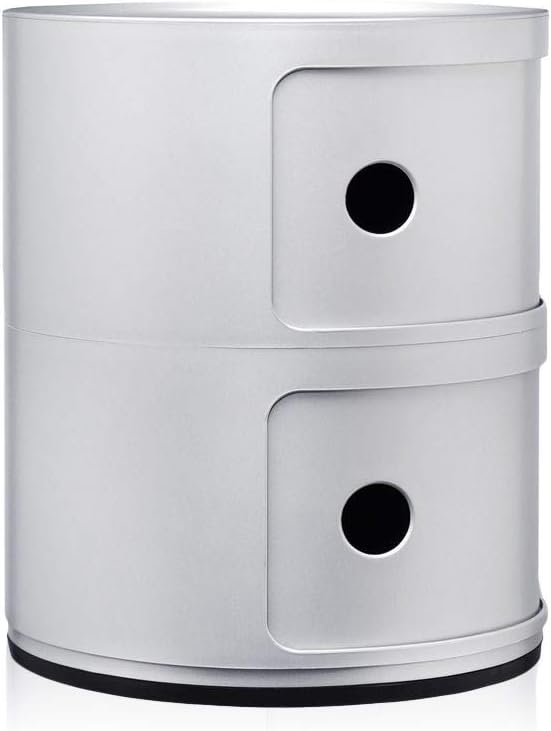 Kartell Componibili, 2 Elements, Silber, Runde Basis 2-fächer Silber, 2-fächer Silber