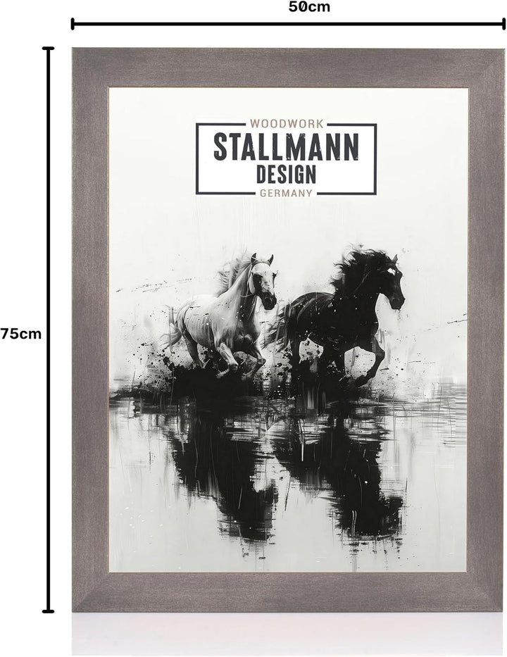 Stallmann Design Bilderrahmen 50x75 cm stahl Holz mit Acrylglas Rahmen-Breite 40mm Posterrahmen Wech