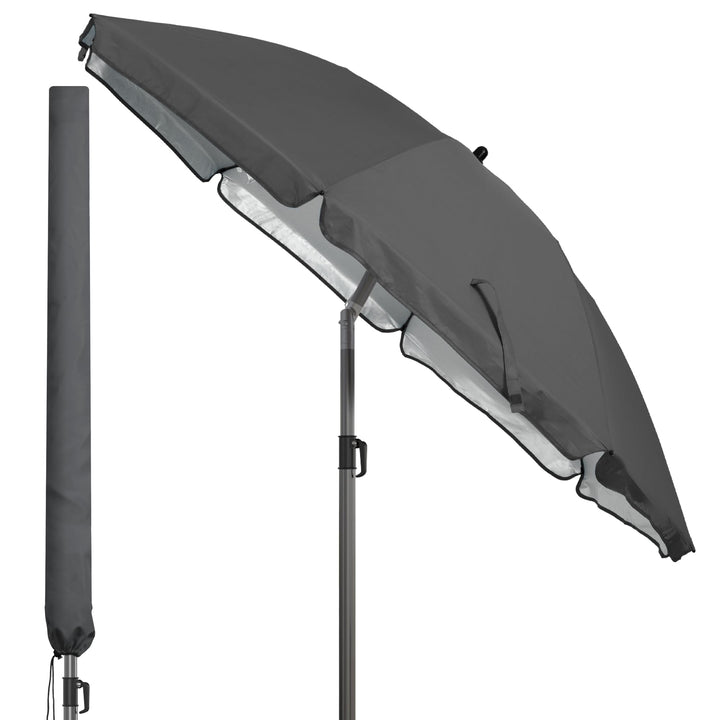 4smile Sonnenschirm Strand SunnyJoy, Anthrazit - UPF 50+ Strandschirm Ø 180 cm, sicherer Sonnenschut