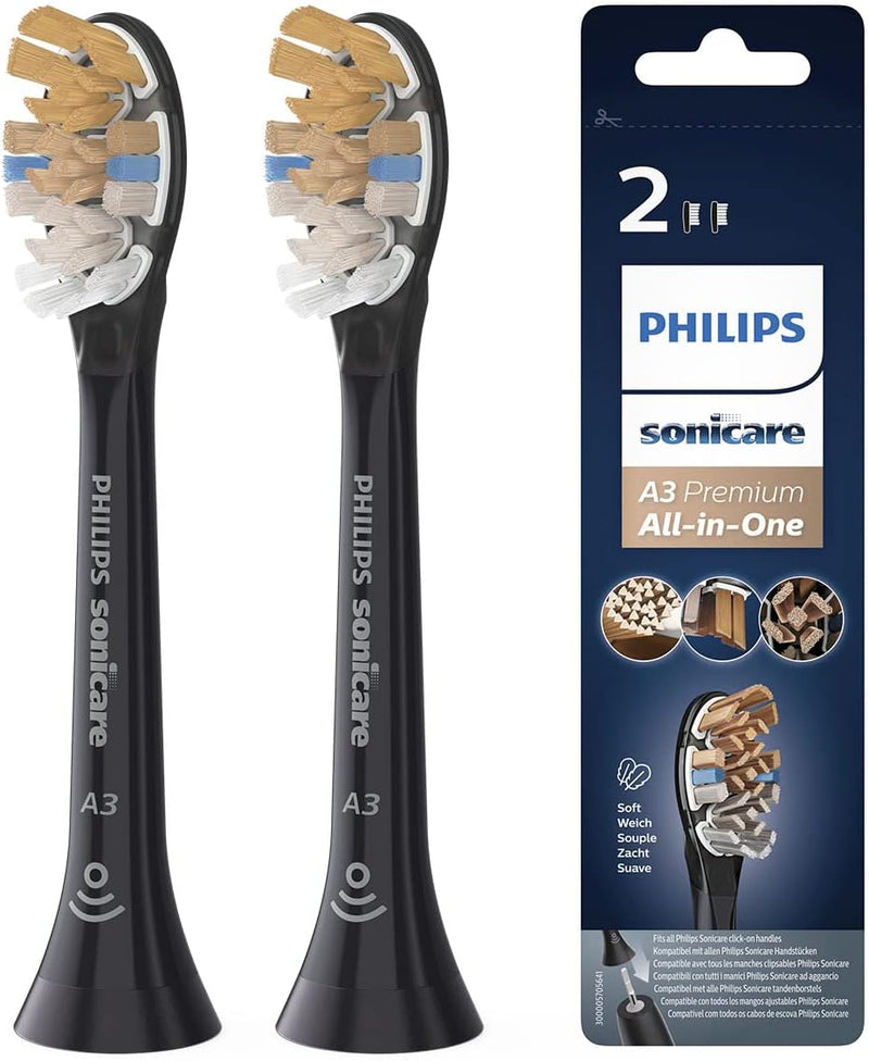 Philips Sonicare Original A3 Premium All-in-One Standard Schallzahnbürstenköpfe - 2er-Pack in Schwar