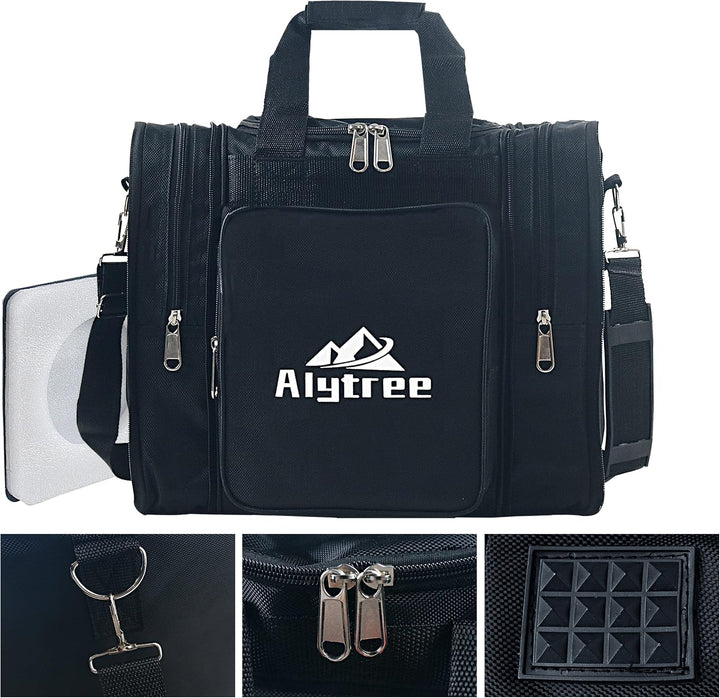 Non-Collapse Bowling Bag, Bowling Ball Bag with 2 Retractable Pockets, Adjustable Bowling Tote Bag w