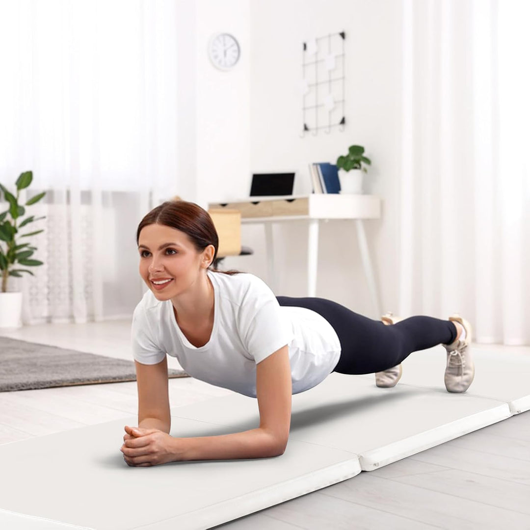 GYMAX 3-fach Trainingsmatte faltbar, tragbare Gymnastikmatte 180 x 60 x 5 cm, Gymnastikmatte mit Kle
