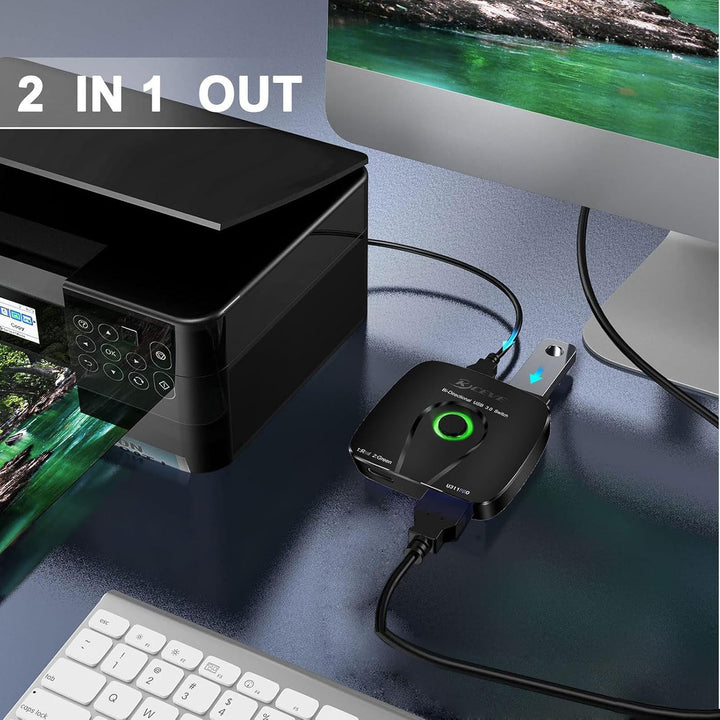 USB 3.0 Switch, USB Switch 2 in 1 out | für 2 PC Teilen Maus, Tastatur, Drucker, U-Disk, mit 2 USB 3