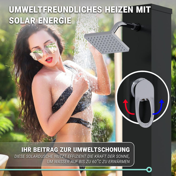 HAGO Solardusche | 40L | eckig | Schwarz | Pooldusche | Campingdusche | Gartendusche | Outdoor Fussd