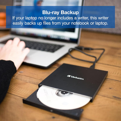 Verbatim Externer Slimline Bluray Writer mit USB 3.0-Kabel, externer DVD und Bluray Brenner, ideal f