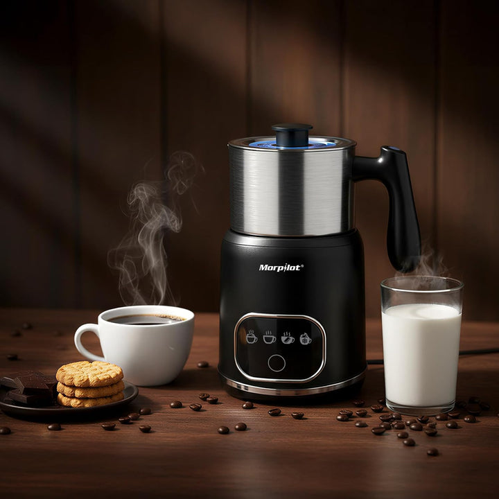 Morpilot Milchaufschäumer Elektrisch 4 in 1, 120-600ml, 550W, Milchschäumer für Heisser und Kalter M