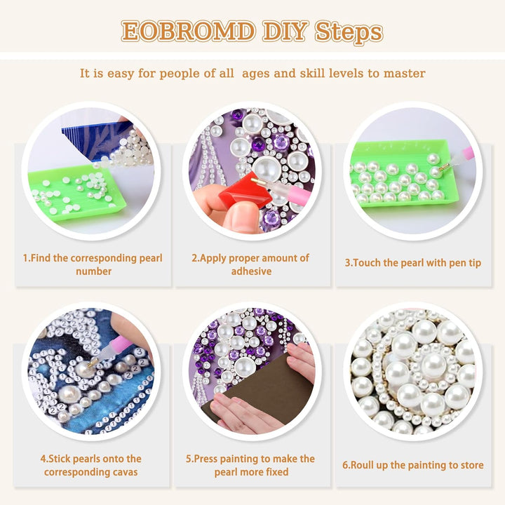 EOBROMD Traube Diamond Art Pearl Painting Kits for Adults, 5D Diamond, Painting with Pearls, Perlen