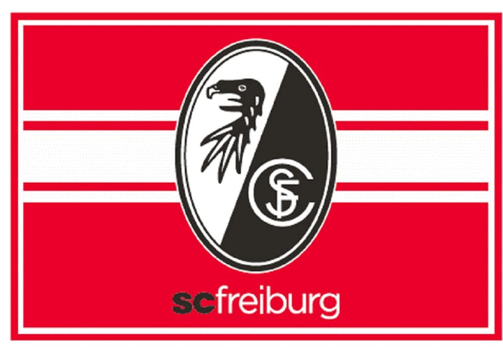 SC Freiburg Fussmatte - Streifen - rot/weiss Matte Fussabtreter - Plus Lesezeichen Wir lieben Fussba